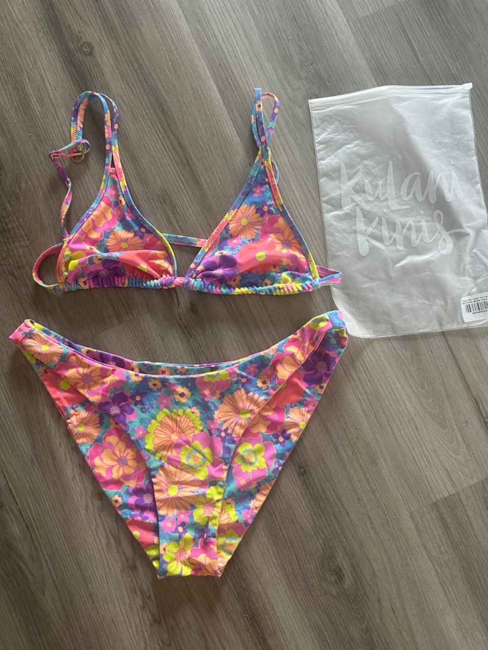 Kulani Kinis Pink Floral Triangle Bikini Set